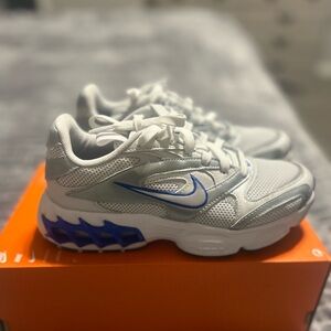 Nike White, Silver and Blue Sneakers